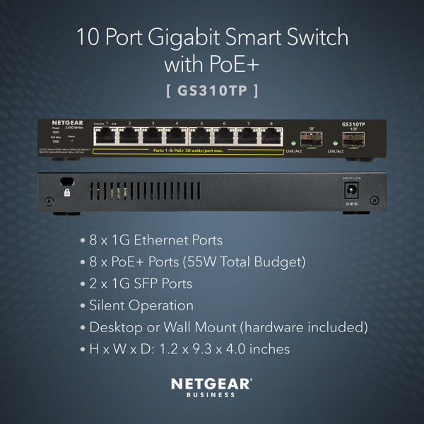 Picture of 8-port Gigabit PoE+ Ethernet Smart Managed Pro Switch