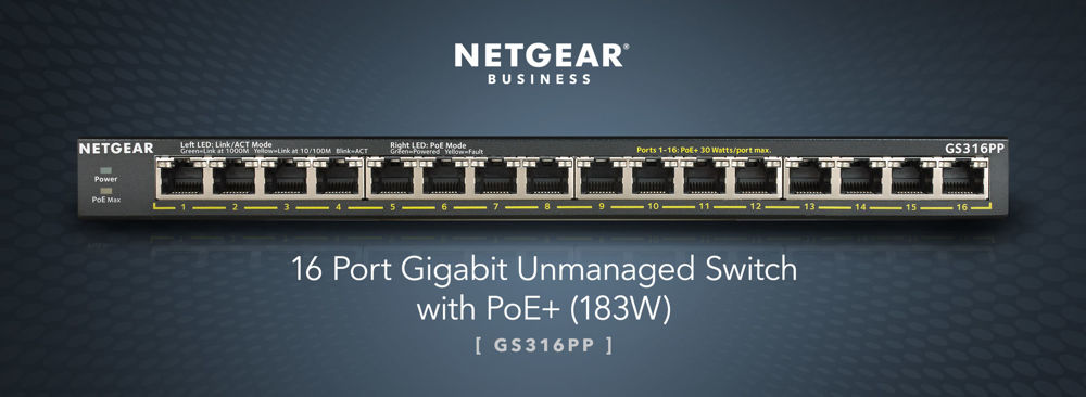 16-Port PoE+ Gigabit Ethernet Switch